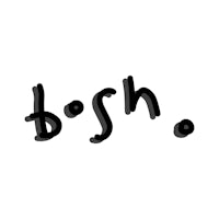 a black and white drawing of the word bosh